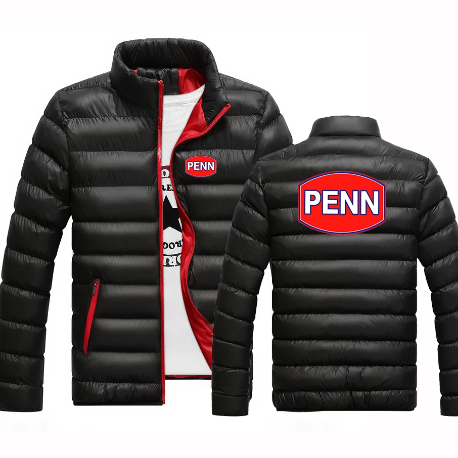 Penn Fishing Reel 2023 Men New Autumn and Winter Zipper Casual Fashionable Coat Keep Warm Round Neck Cotton-Padded Jacket