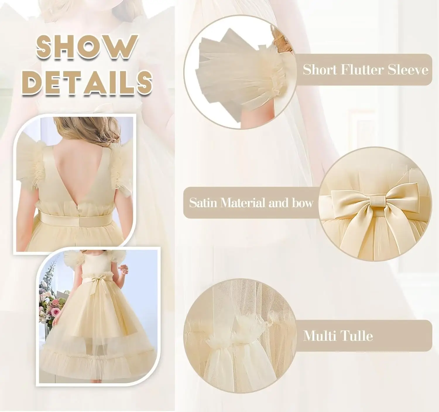 Атласное платье с цветочным узором для девочек, платья трапециевидной формы с рюшами и рукавами для девочек, торжественное тюлевое платье для девочек на свадьбу, день рождения, платье принцессы