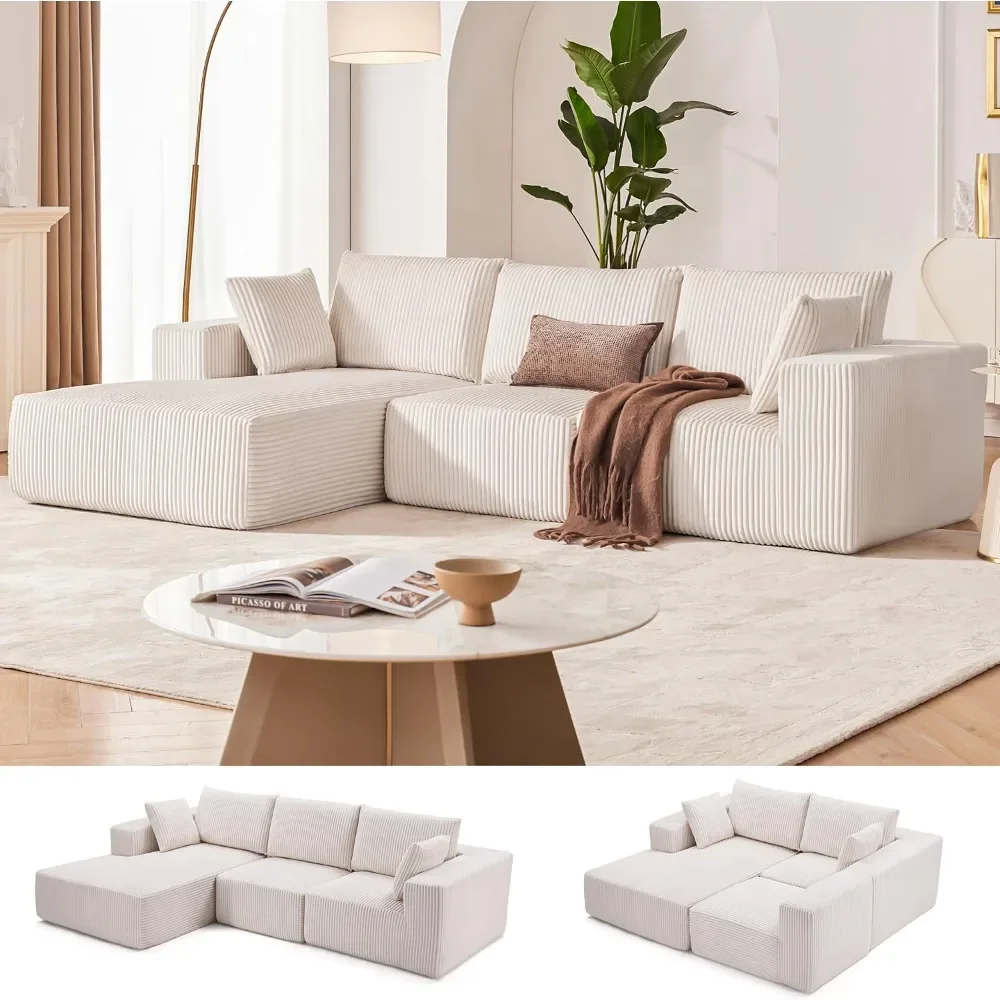 

108” Modular Sectional Cloud Sectional Couch with Deep Seat, Modern Modular L-Shape Sofa Couch with Chaise,Upholstered Couches