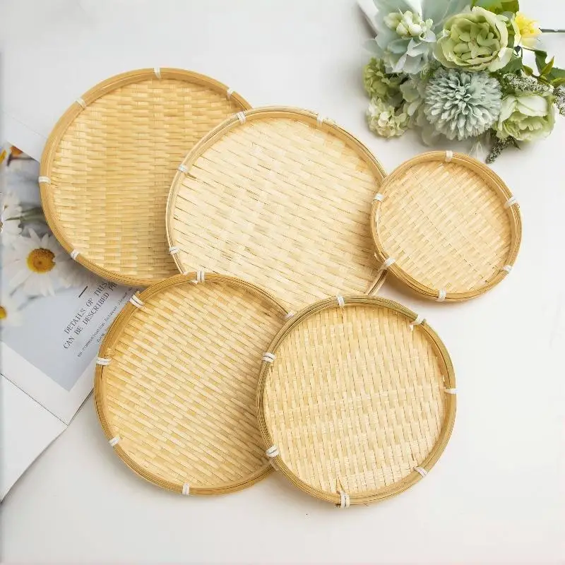 Hand-woven Natural Bamboo Trays And Winnowing Baskets Are Suitable For Storing And Holding Food And For Home Decoration