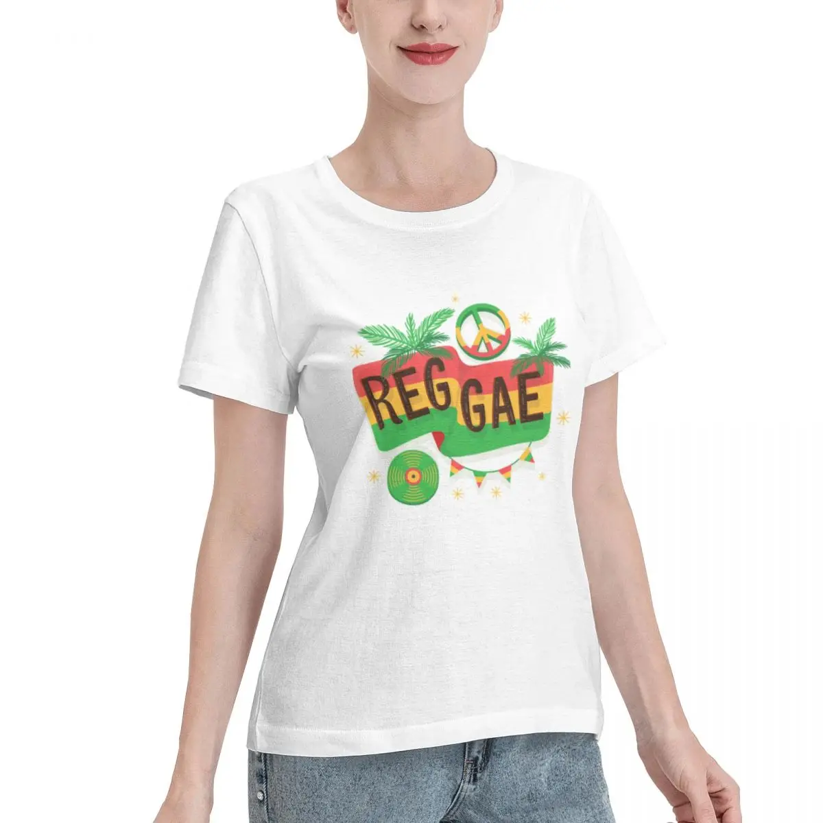 Skin Safe Rasta Women's T-shirt Korean Casual Vintage Women Top
