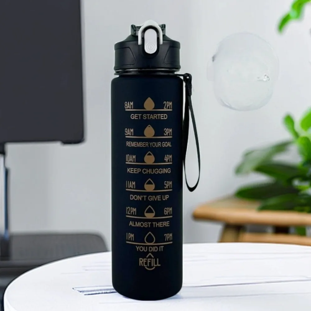 

750ML Large Capacity Water Bottle Plastic Motivational Clear Drink Bottle with Time Marker Leak-proof Water Jugs