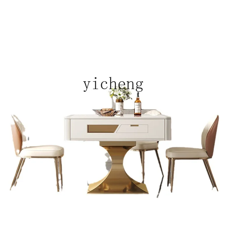 

Yy Modern Light Luxury Stone Plate Dining Table Mahjong Table Combination Living Room Automatic Function Mahjong Machine