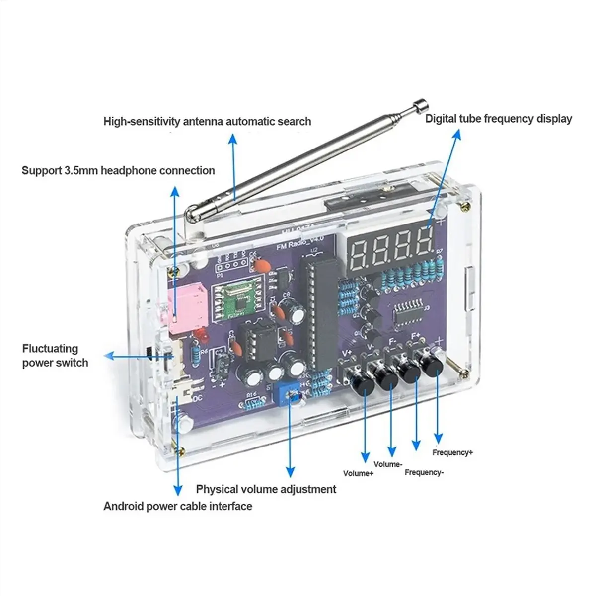 AT42 FM Radio Assembly Kit Nixie Tube Display Teaching Training DIY Production of Monolithic Welding Parts