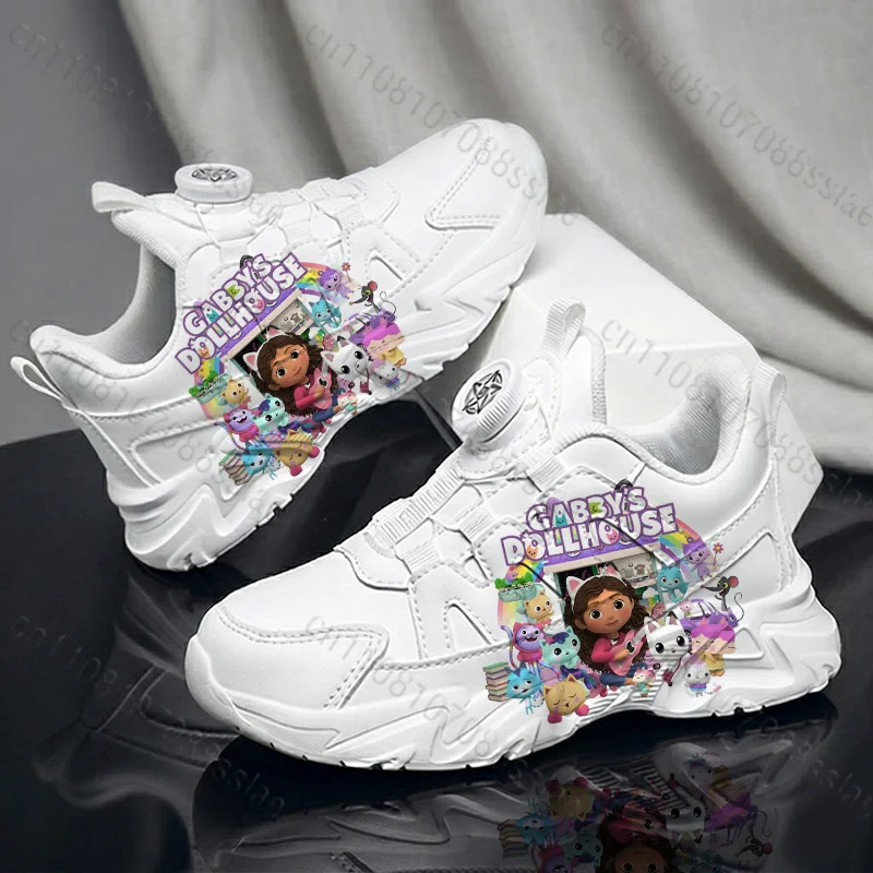7-18 Year Old Size 28 -39 Gabby Dollhouse Design Girl Sneakers Popular Cartoon Pattern Printed Hot Selling Rotating Button Shoes