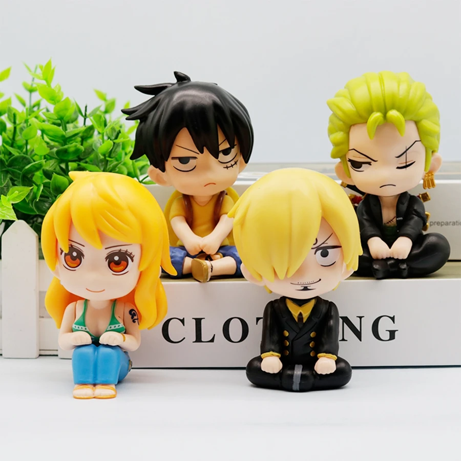 9.5cm ONE PIECE Anime Figure Look Up Luffy/Zoro Action Figure Q Version Kawaii Nami/Sanji Figurine PVC Collection Model Toys