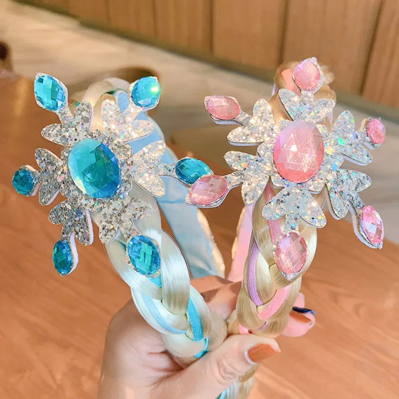 Natal peruca tranças hairband crianças coroa princesa headbands rainha floco de neve grampo de cabelo para meninas do bebê acessórios de cabelo presente