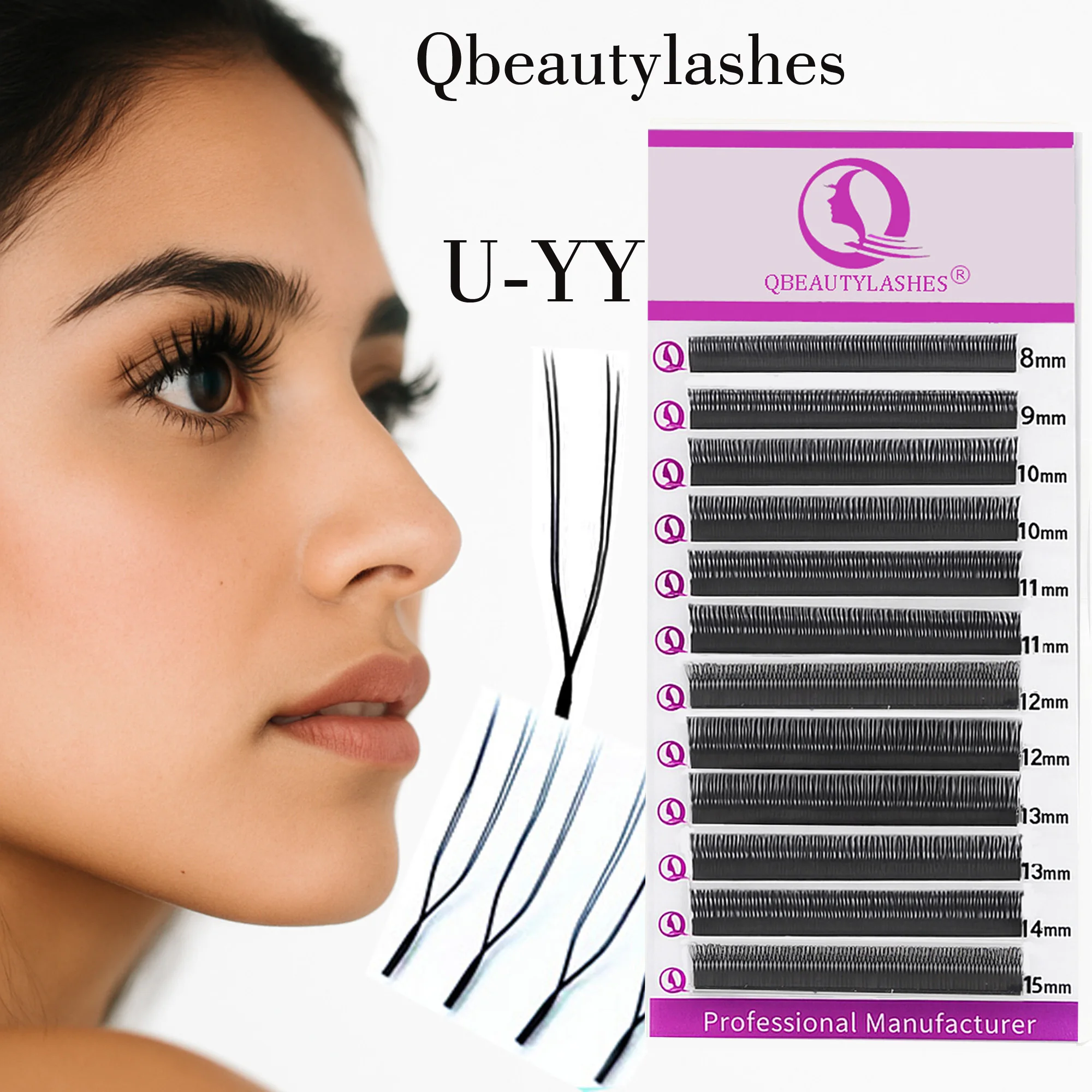 

U Shaped False eyelashes YY Lash No Split Base natural long lasting lash clusters C/D Curl makeup tools