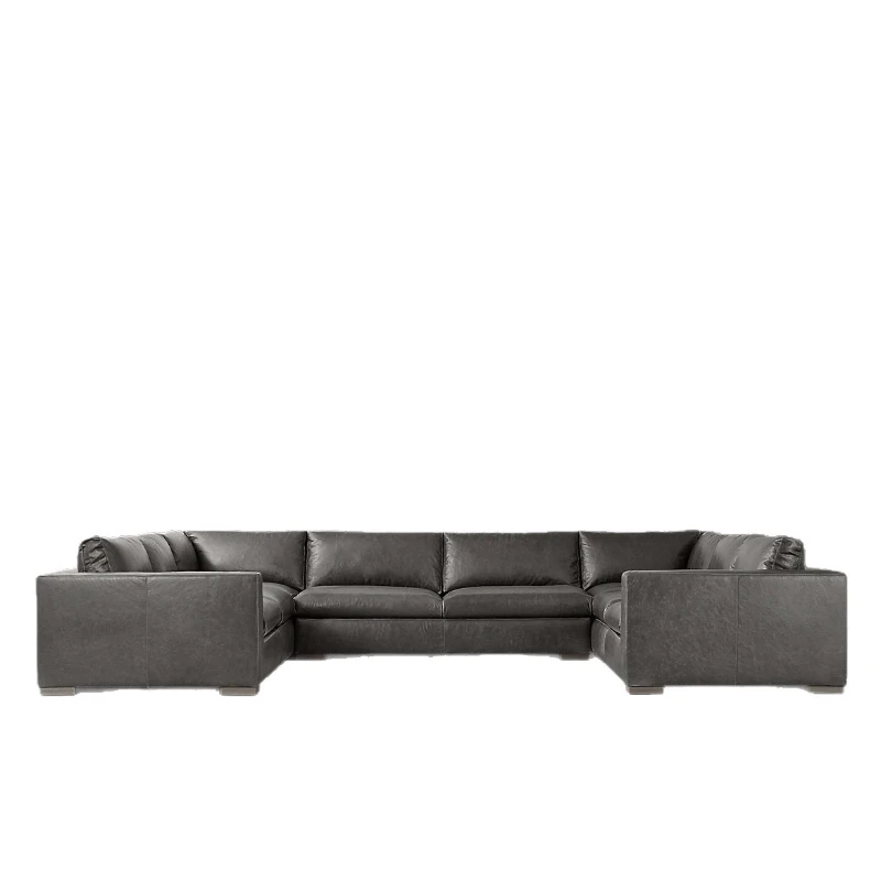 Minimalist cowhide sofa modern minimalist literary and small apartment leather art sofa living room furniture combination set