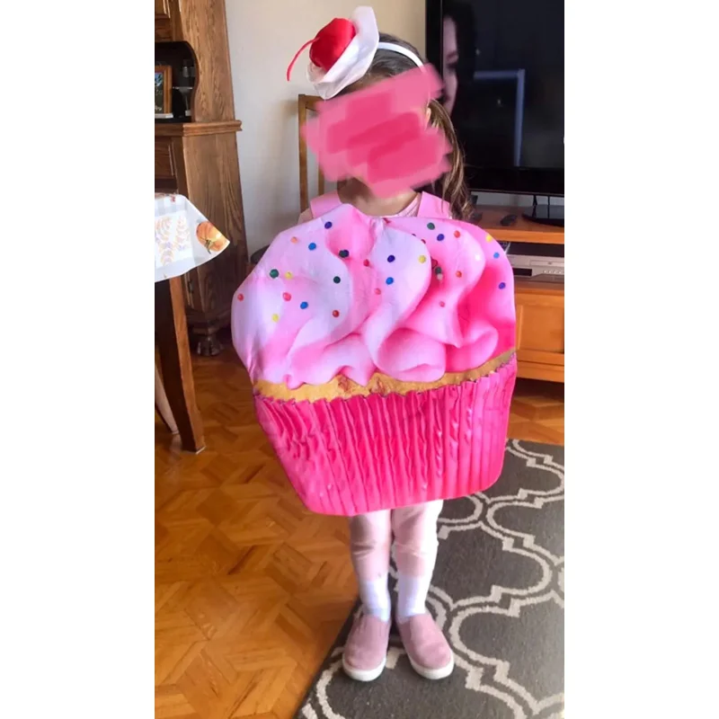 2025 nova criança cupcake confetes meninas açúcar doce rosa bolo vestir-se feminino traje de halloween para crianças purim carnaval ❤ ❤   $zz