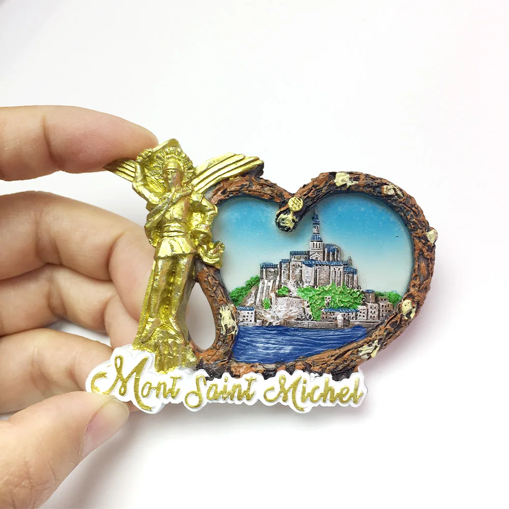 

Resin Material Mont Saint Michel Heart Shape Fridge Magnet with Magnetic - Souvenir Decor