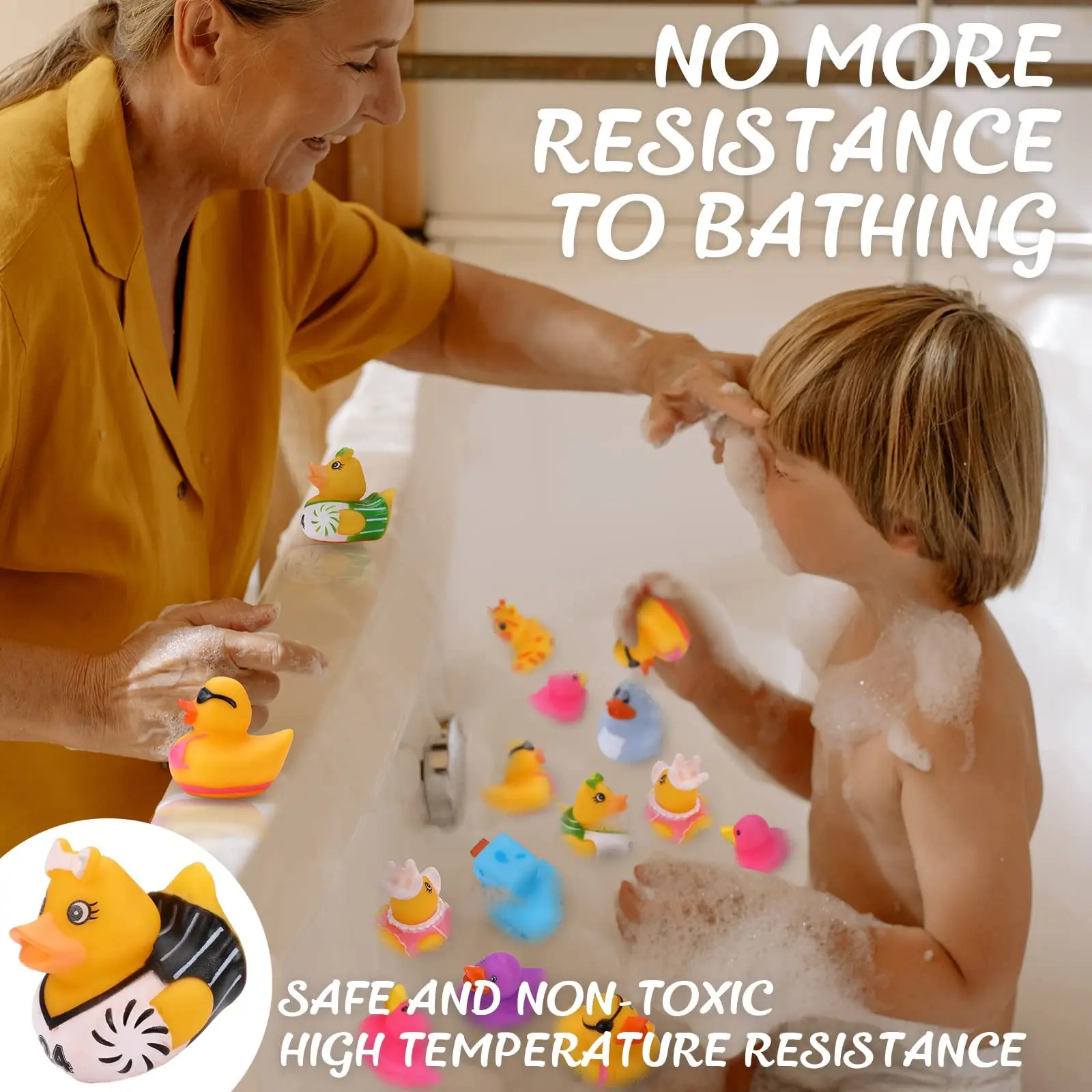 Paquete de 200 patos de goma a granel, patos Jeep para patos, patos para jeeps surtidos, juguetes de baño, pato flotante para niños, baby shower