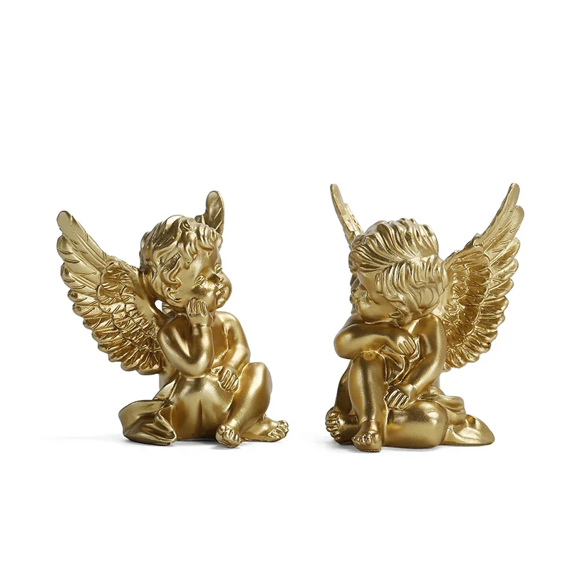 

1 pair home decoration miniature figurines Creative Resin Angel Candlestick Gardening Ornament Decor Sculpture Statue Lovely