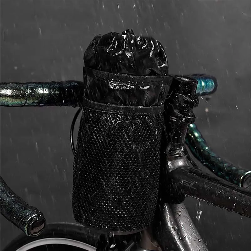 Bicycle Bag Bike Bottle Holder Handlebar Stem Thermal Bag with Mesh Pocket Coffee Cup Holders Cycling Water Bottle Carrier Bag