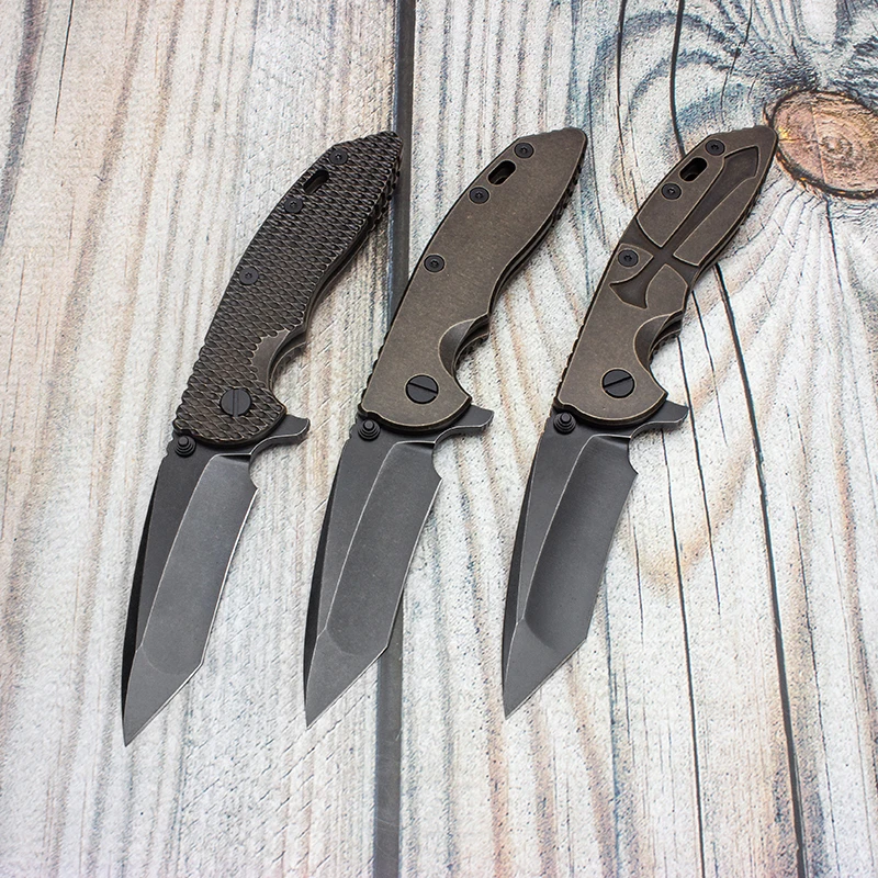 

EVIL EYES Custom Hinderer XM-18 Folding Knife Black CPM 20CV Blade Old Antique Copper Titanium Handle Pocket EDC Tactical Tools