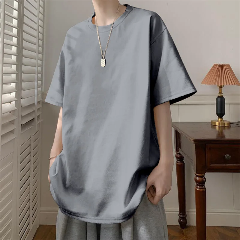 

TRSYPHXM 2025 new Short sleeved T-shirt men's summer new trendy brand loose round neck half sleeved top couple base shirt
