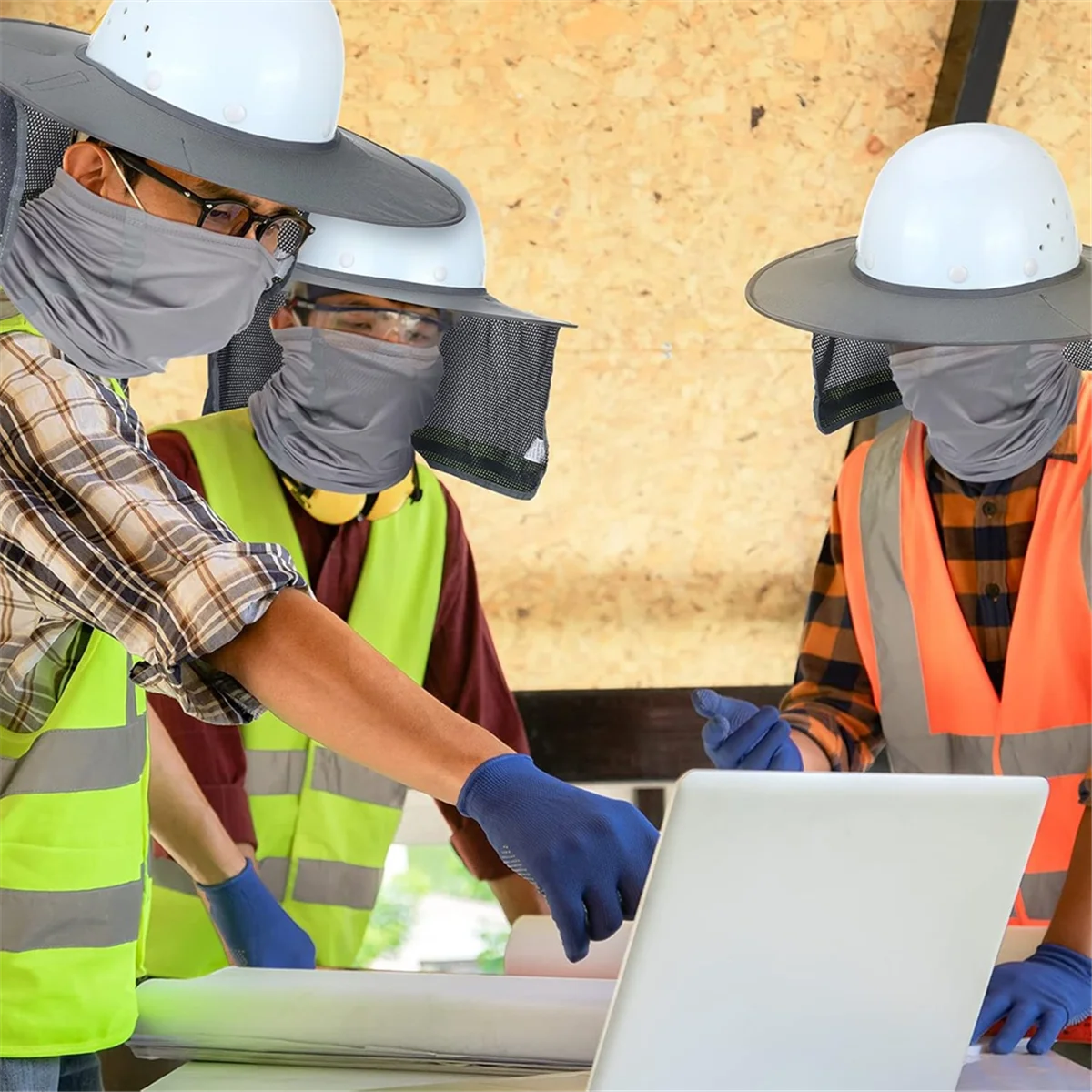 

A002 2-шт. Солнцезащитная каска Защита шеи Высокая видимость Сетка с полными полями Защита от солнца и гетры для шеи Бандана Шарф для лица A