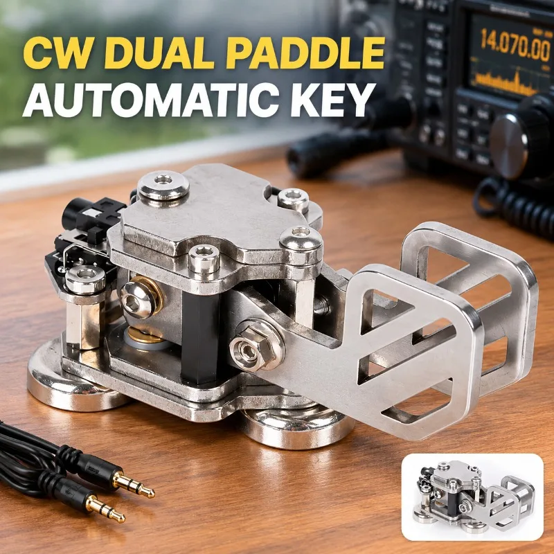 Armor Dual Paddle Iambic Keyer Mini CW Telegraph Sender Morse Code Transmit Switch for HAM Shortwave Radio Station Operation