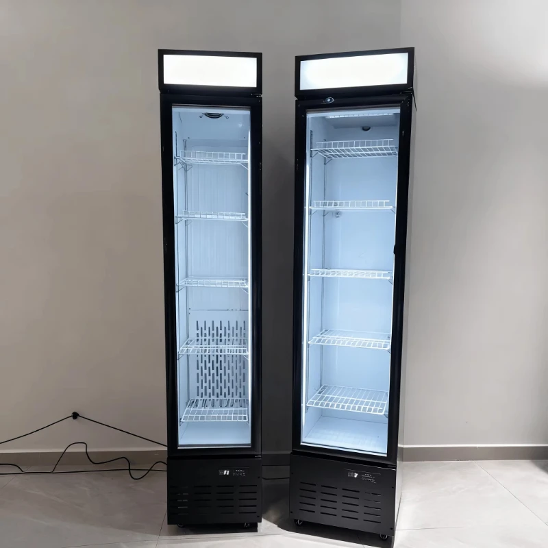 Upright Clear Door Merchandiser Fridge Beverage Drink Soda Chiller Foodservice Refrigerator for School Canteen Cafeteria