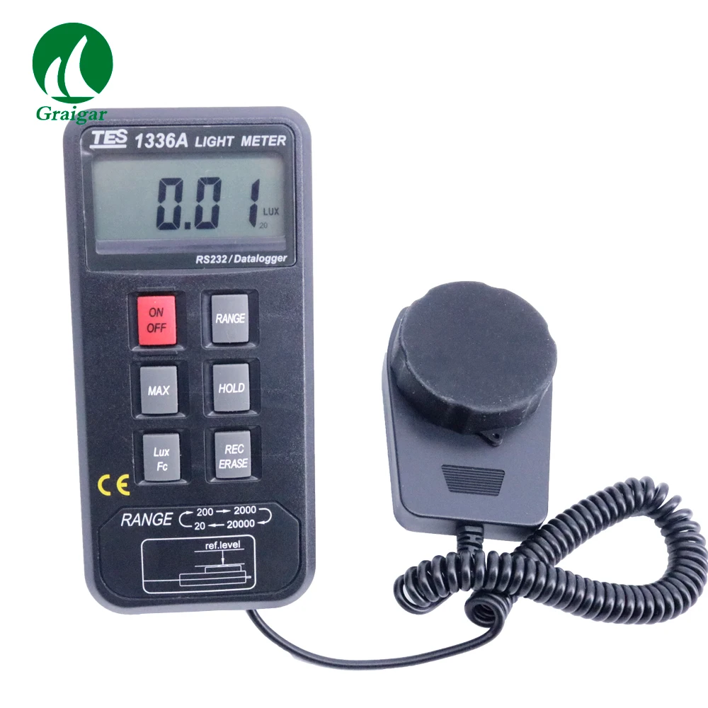 

TES1336A Light Meter Digital Illuminance Tester 20/200/2000/20000 Lux TES-1336A Datalogging Light Meter