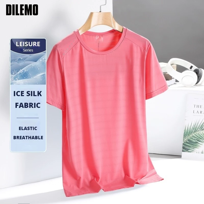 

Top Grade Ice Silk Quick Dry New Summer Brand Tops Sport Mens t Shirts Fashion Short Sleeve Classic Casual Mens Clothing 2025