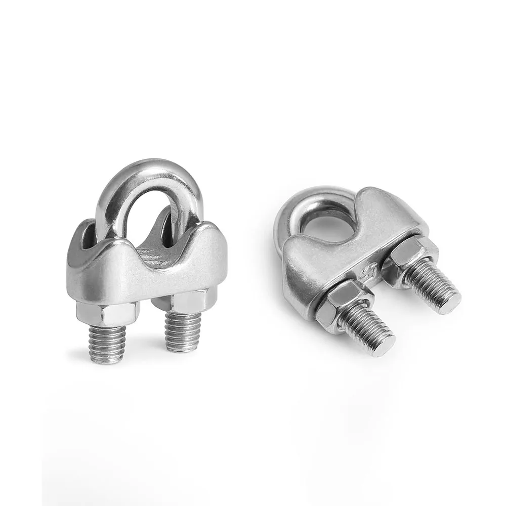 1/2PCS Stainless Steel Wire Rope Cable Clip Clamp 2/3/4/5/6/8/10mm Steel Wire Rope Fixed Clips U Bolt Saddle Sling Accessories