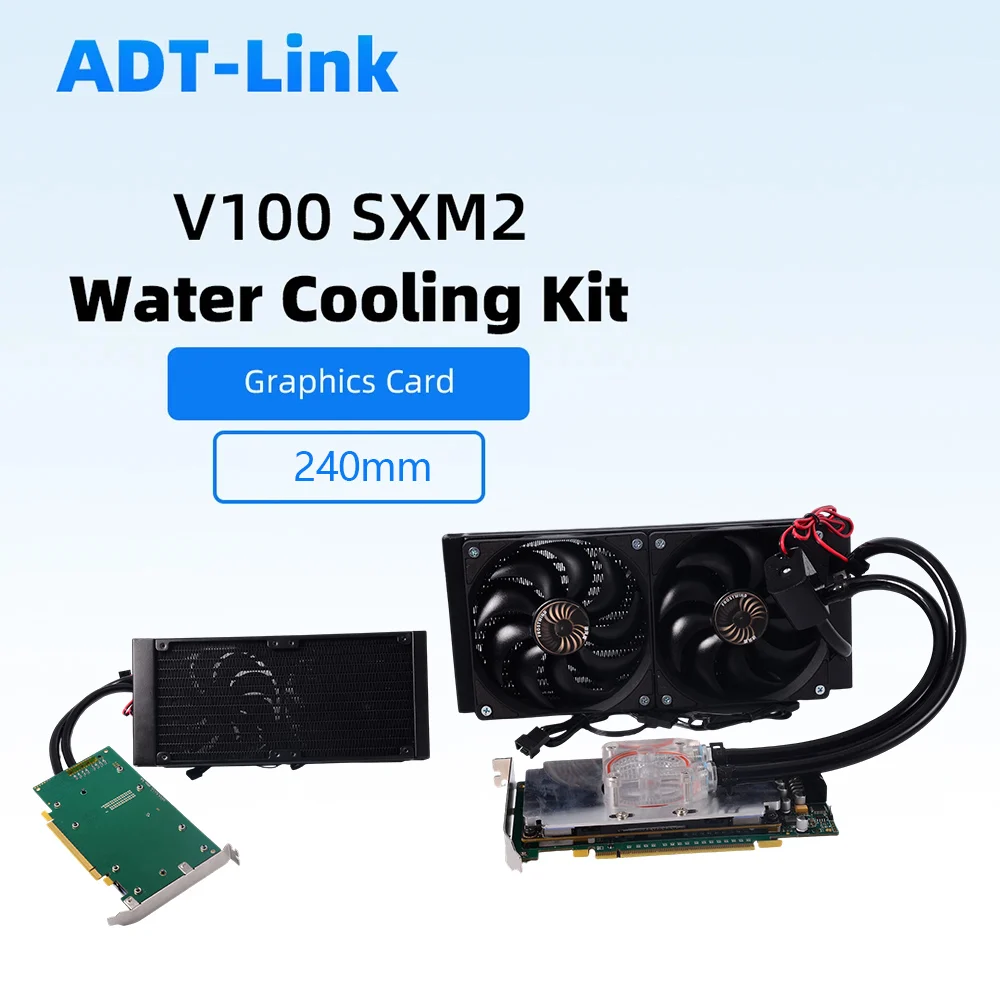 For NVIDIA Tesla V100 SXM2 16GB Computing Card 240mm Radiator Liquid Water Cooling Kit (Fan+Pump+PCIe Adapter  AI/Deep Learning
