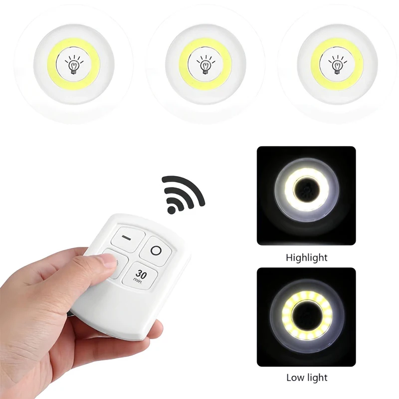 Dimmable LED Under Cabinet Night Light - IR Remote Control & Battery Powered for Closets, Wardrobe & Bathroom