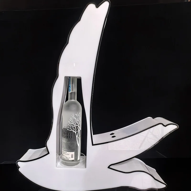High-End Bespoke LED Bottle Display RackFactory Price Halo Rain Bird Wine Holder Wine Bottle Holder Rechargeable LED Wine Bottle