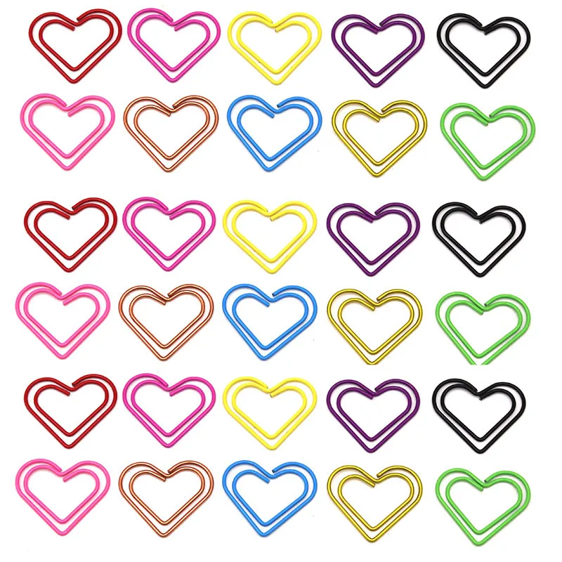 20pcs/set Colorful Heart Shaped Paper Clips Office Clip for File Organization Cute Scrapbook Journal Paper Clips Gift Desk Decor