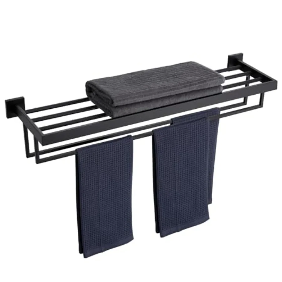 

Towel Rack 32'' Bathroom Towel Shelf with Double Towel Bars SUS304 Stainless Steel Wall Mounted B6003BK-L32