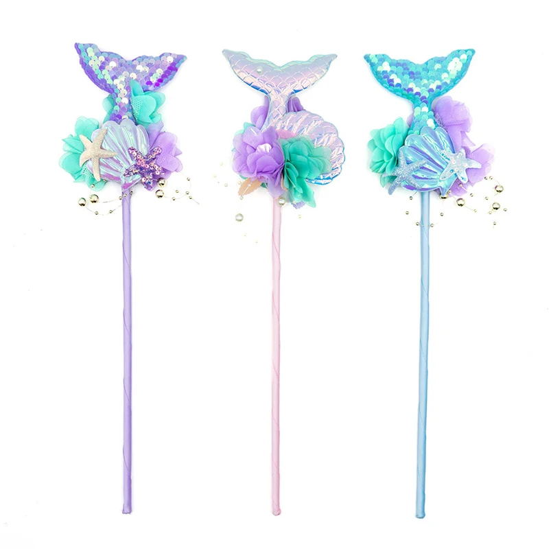 Colorful Mermaid Tail Hairband Children Cartoon Starfish Fairy Wand Set Sequins Fairy Tale Princess Dress Up Party Photo Props