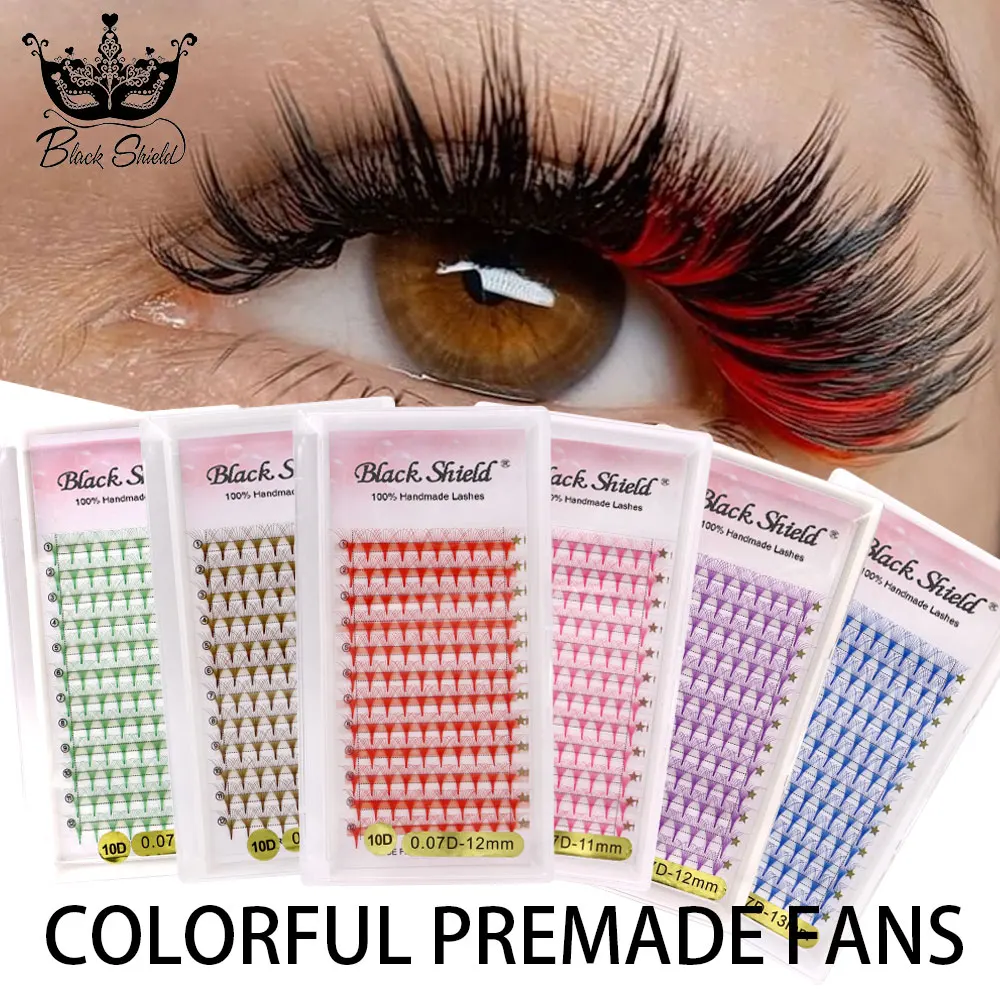 6D 10D 0.07 Multiple Colors Available Colored Premade Volume Fan Eyelashes Extension Lash Color Fans Pointy Base Fan Lash