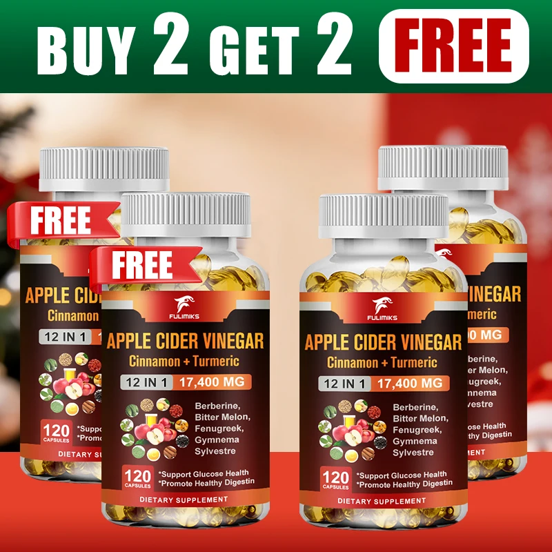 ¡Compra 2 y Lleva 2 Gratis! Cápsulas de Vinagre de Sidra de Manzana Todo en Uno, Apoyan el Control Natural del Peso, Ayudan a la Digestión y el Azúcar en la Sangre, Veganas