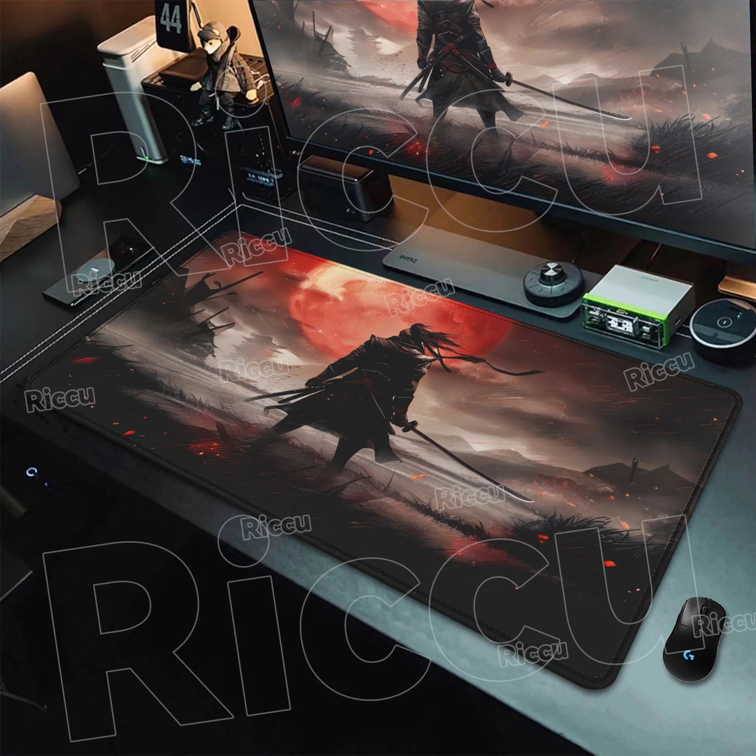 Mouse Pad Gamer Samurai Warrior Computer Accessories Keyboard Table Mat Black Mousepad Company Gaming Laptop Desk Accessory Pc