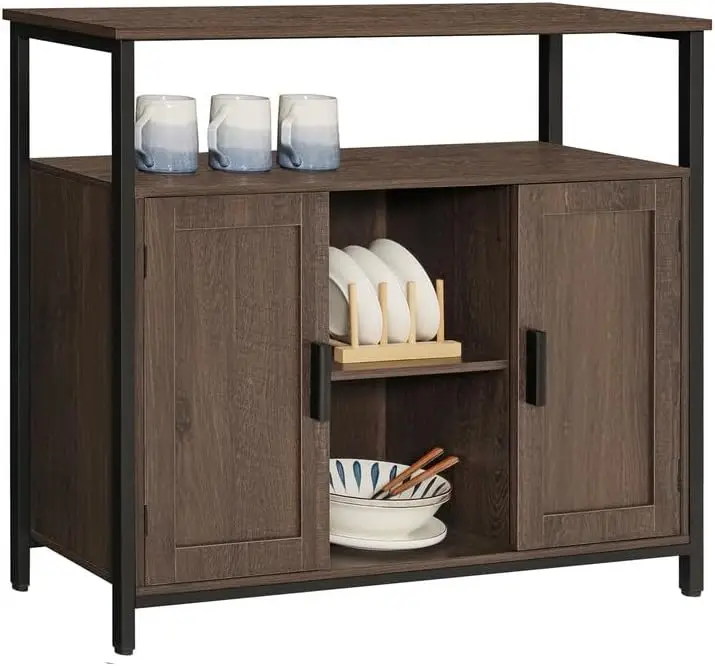 

Buffet Cabinet with 2 Doors, Storage Cabinet with Adjustable Shelves, Sideboard Cabinet, Coffee Bar with Open Compartment, for D