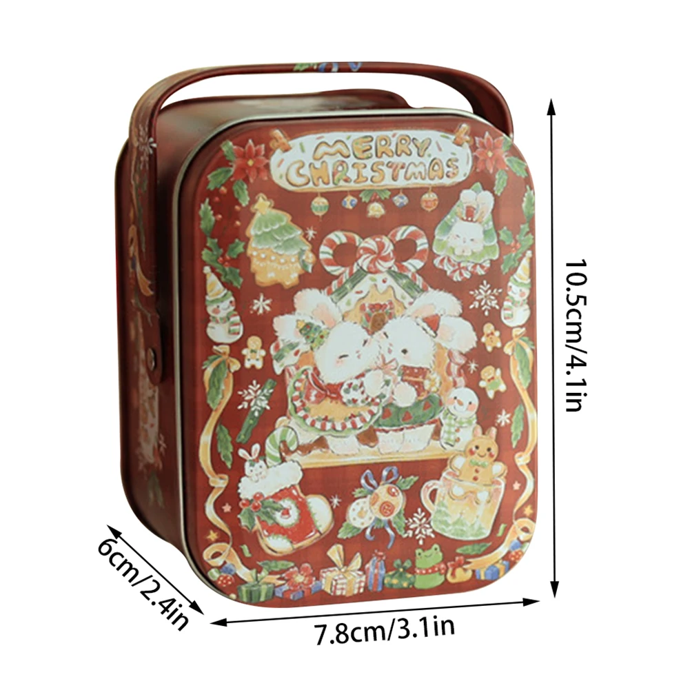 Metal Rabbits Candies Tin Box With Handle Portable Biscuits Storage Case Cartoon Pattern Candy Box For Present Wrapping Supplies