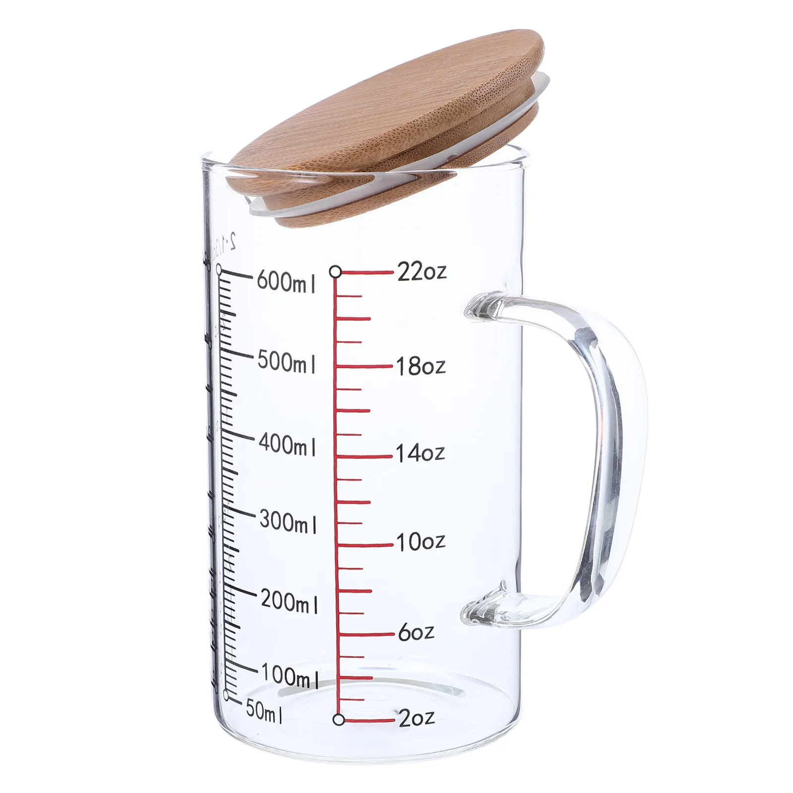 

600Ml Glass Measuring Jug with Lid Transparent Heat Resistant Graduated Cup for Microwave Oven Freezer Use Kitchen Measuring