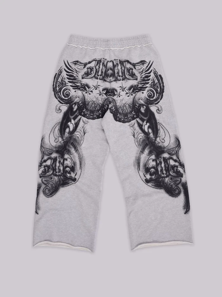 Herbst- und Wintersaison Herren Casual High Street Loose Hose American Vintage Print Gothic Elastic Bottoms Y2k Kleidung