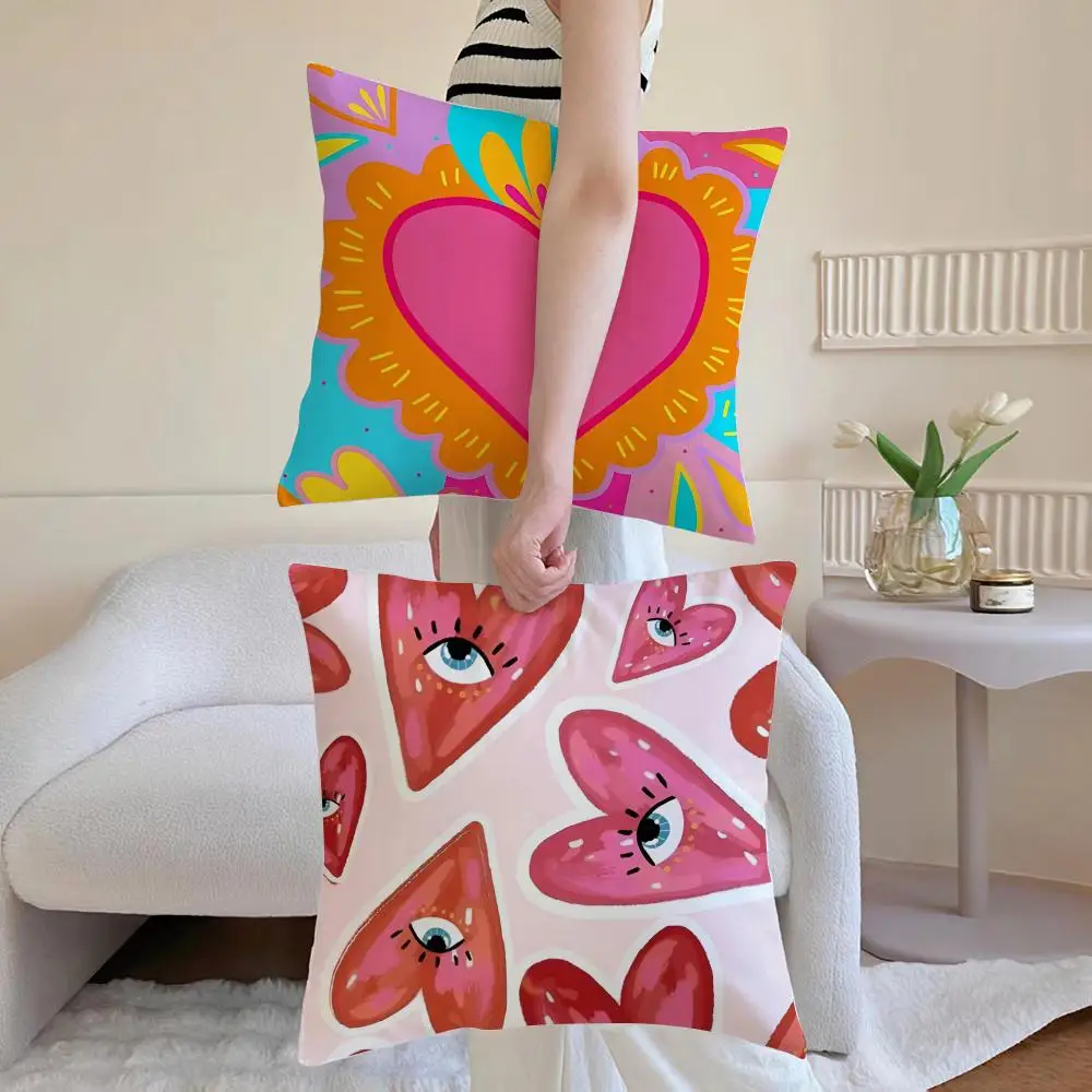 Casual Mystical Abstract Eye Shapes Hand Moon Cushion Cover Iceland Washable Linen Soft  for Daily Sofa Bed Home Room Decor