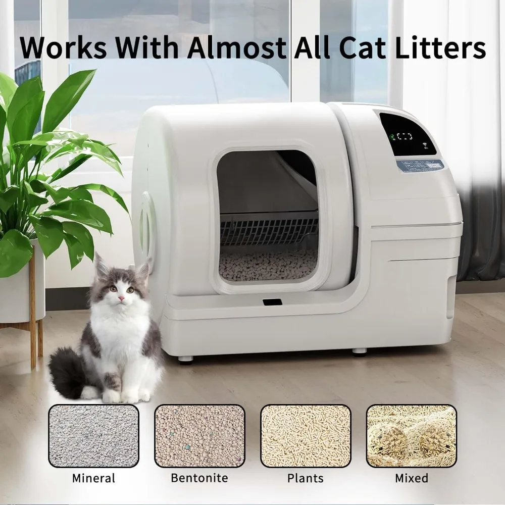 

Odor Removal Cat Litter Box for Multiple Cats White Self-cleaning Sandbox Pet Supplies Sandboxes Cats Closed Pets Toilet Cats'