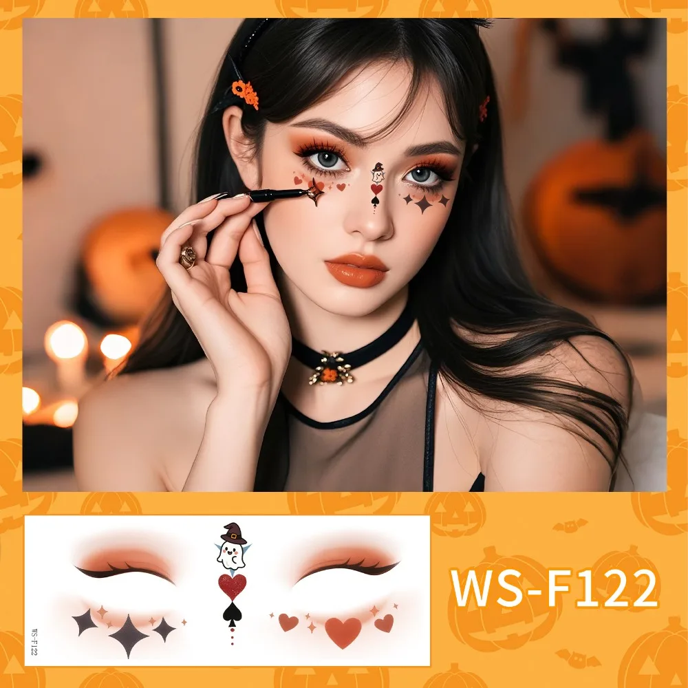 

Disposable Halloween Face Tattoo Portable Long-acting Cheek Temporary Stickers Transparent Waterproof Bat Face Stickers Kids