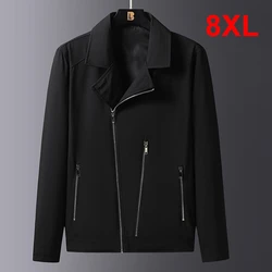 Plus Size 8XL Jacket Men Black Coat Fashion Casual Solid Color Jacket Coat Male Big Size Outerwear