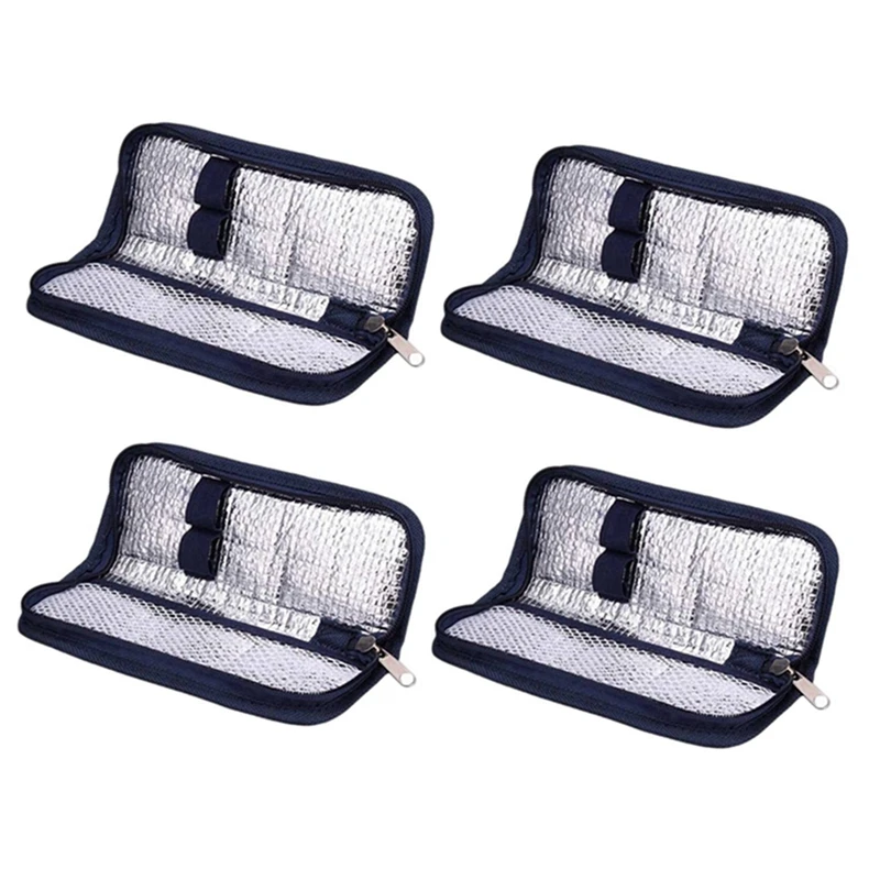 

NEW-4X Insulin Cooler Travel Case Diabetic Medication Organizer Cooler Bag Navy Blue