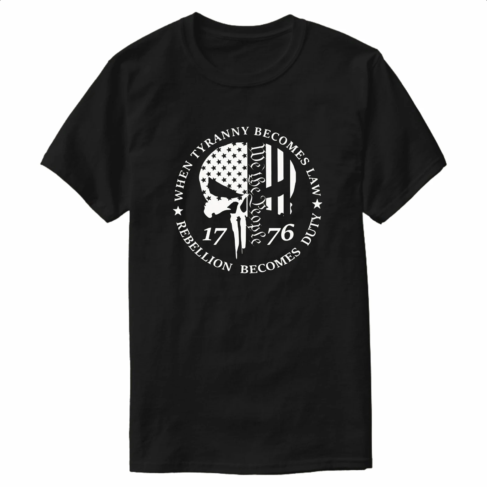 USA Flag Skull We The People 2nd Amendment Patriotic T-Shirt 100% Cotton O-Neck Summer Short Sleeve Casual Mens T-shirt