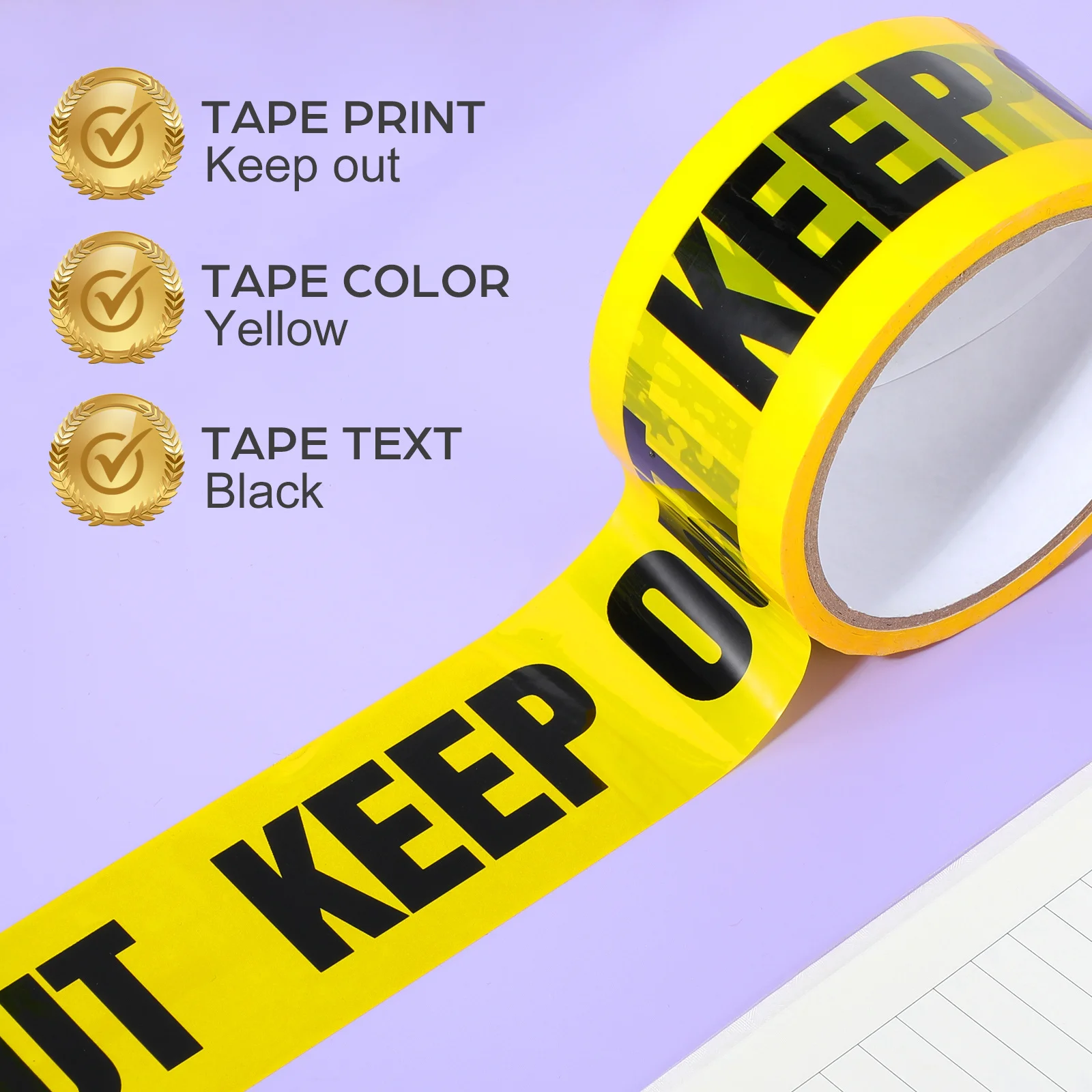 1 لفة شريط تحذيري أصفر شديد التحمل لحواجز عمل الطرق البناء، لفة شريط لاصق مقاومة للانزلاق #5