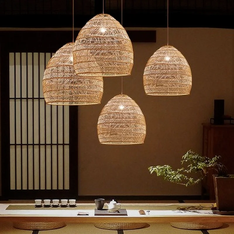 Imagem -02 - Bamboo Chandelier Lampshade para Home Decor Pendant Lights Rural Rural Restaurante e Café Bar Pastoral