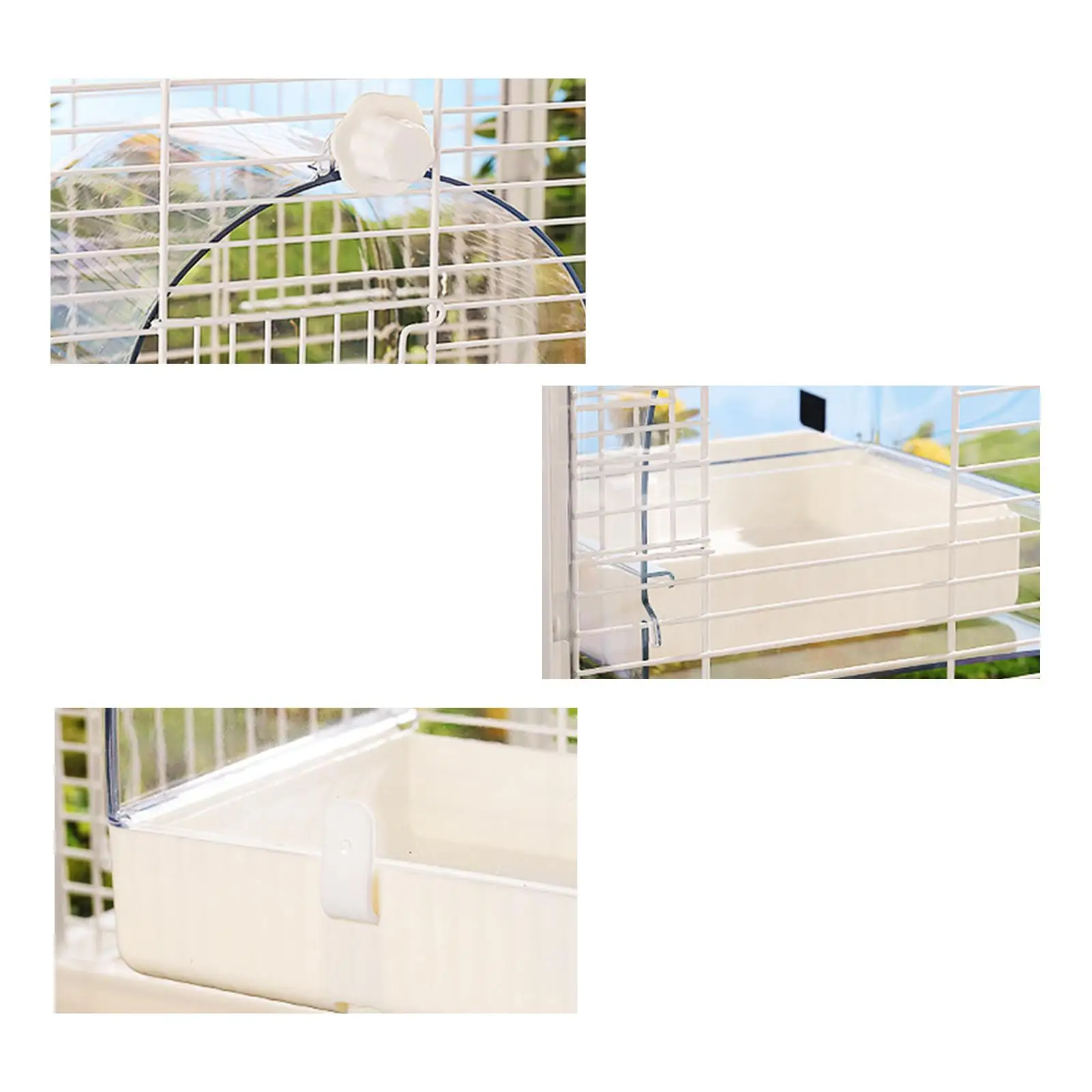 Transparent Bird Bathtub Box for Cage Hanging Shower Bath for Parakeets Lovebirds with Removable Drawer Easy Install Design