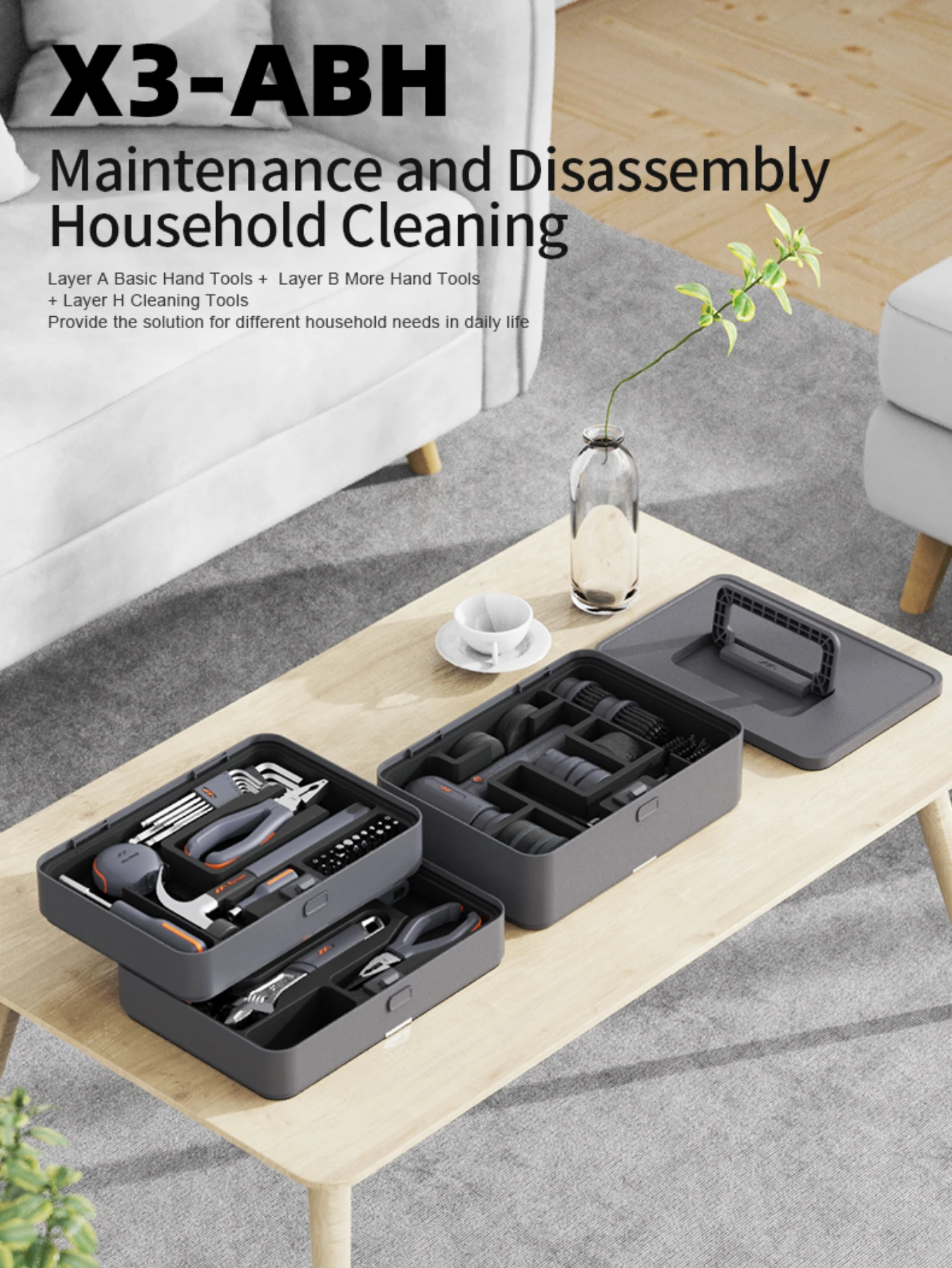 Xiaomi JIMIHOME X3-ABH Home Combination Tool Box Multi Set Storage Power Accessories Case Household Repair Tools Set Hand Tool