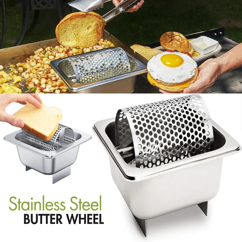 Butter Wheel for Evenly Spread Stainless Steel Melted Butter Dispenser Butter Roller Kitchen Gadgets American Burger Tool